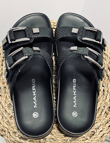 “BLACK SNAKE” Flat Sandals