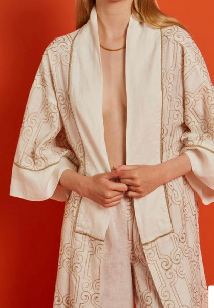 “Cora” Kimono -White / Gold