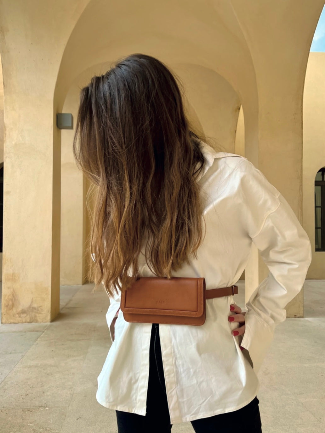 “Bianca” Leather Belt bag - Camel