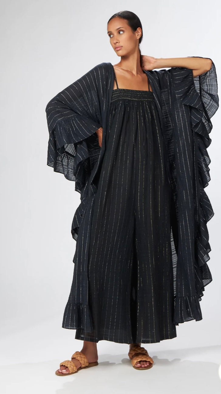 CELESTE MAXI LUREX KIMONO - Black