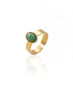 RING MIDSTONE S GREEN AGATE GOLD