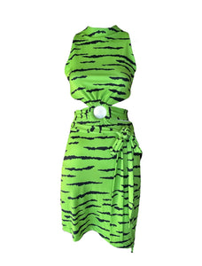 Zebra Lime Dress - Cut out