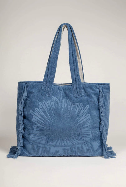 JUST BLUE TERRY TOTE BEACH BAG