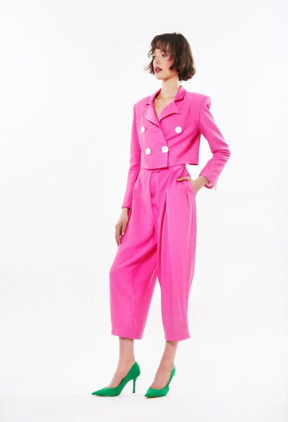PINK BAGGY HIGH TROUSERS