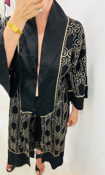 “Cora” Kimono - Black / Gold