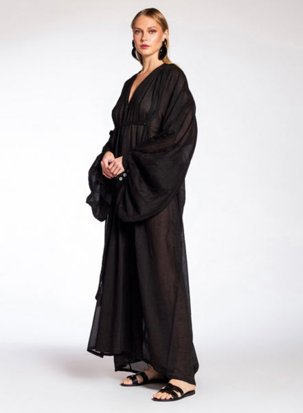 DRESS EXTRAVAGANT L.S. MAXI VOILE - BLACK