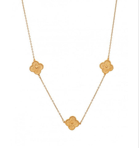 Three Gold Royal Flowers Necklace