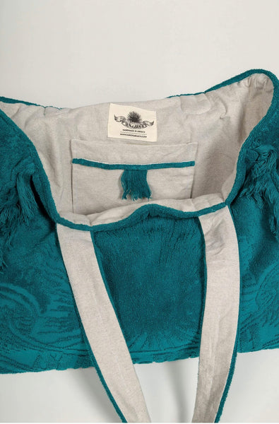 JUST TEAL TERRY TOTE BEACH BAG