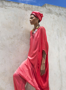 DRESS TETRAGONO SATIN/CHIFFON SILK