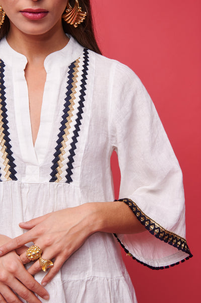 Linen Dress With Bell Sleeves