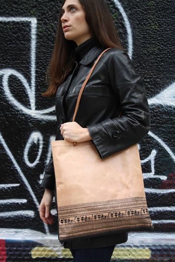Leather Tote Bag / Shopper Bag, Geometrical Period