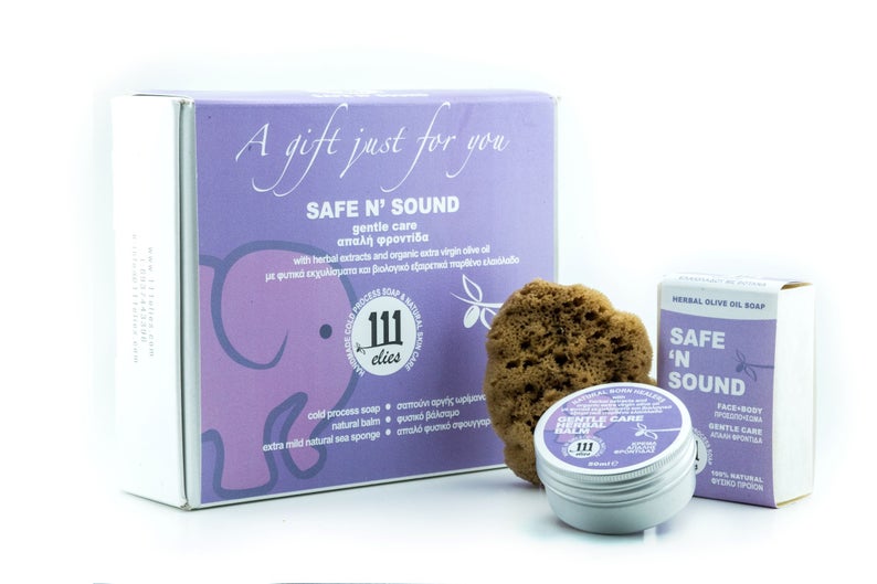Baby gift box | CP herbal olive oil soap, diaper change balm, natural sea sponge