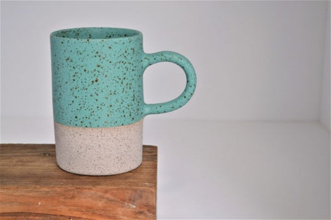 Handmade Ceramic Mug (Light blue with grains)