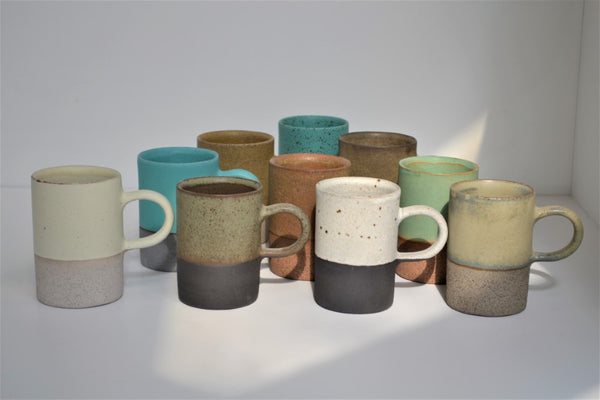 Handmade Ceramic Mug (Light blue with grains)