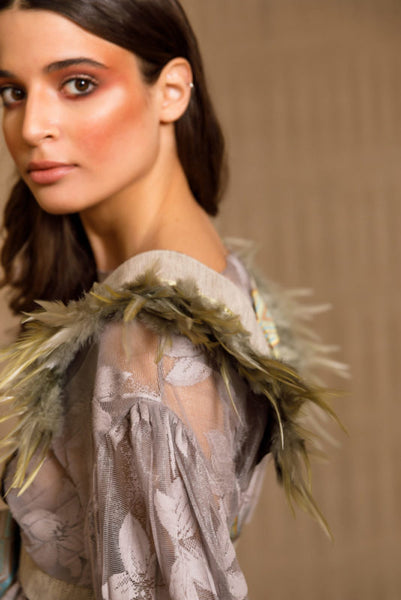 Lur green feathered vest