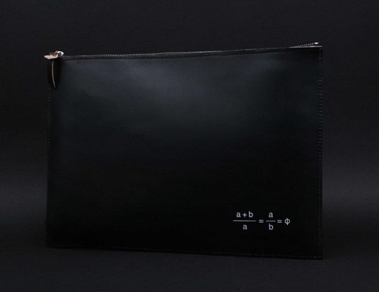 Leather clutch bag with zipper, Golden Ratio