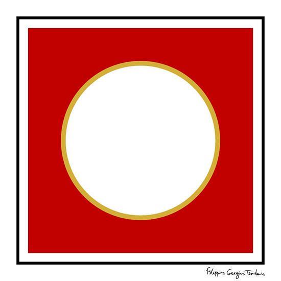Silk Scarf - "Red Circle of Nostalgia" unisex pochette square 30
