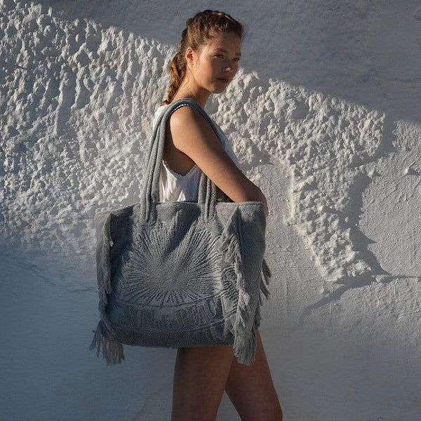 JUST SILVER TERRY TOTE BEACH BAG