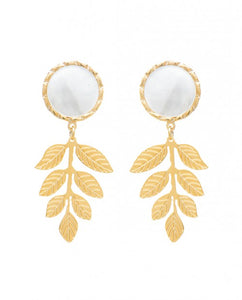 EARRINGS CLIO LEAF IVORY GOLD