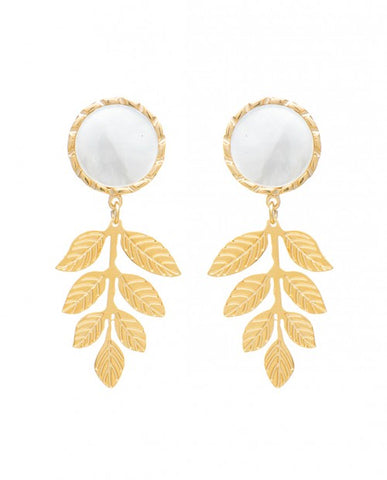 EARRINGS CLIO LEAF IVORY GOLD