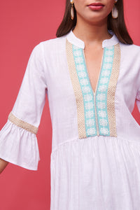 LINEN DRESS WITH THIRES