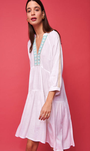 LINEN DRESS WITH THIRES